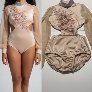Kelle solo dance costume blush pink Starlet custom 2 piece leotard skirt LC